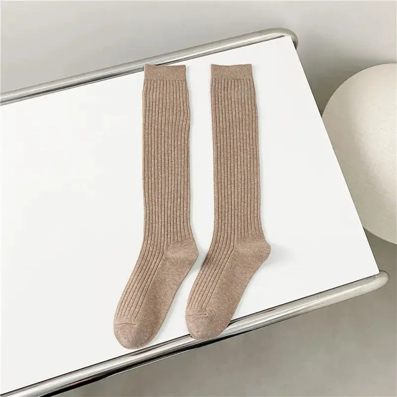 LuxeWeave Women's Knee High Stockings Cotton Blend Comfort For Casual Preppy Style And Everyday Wear