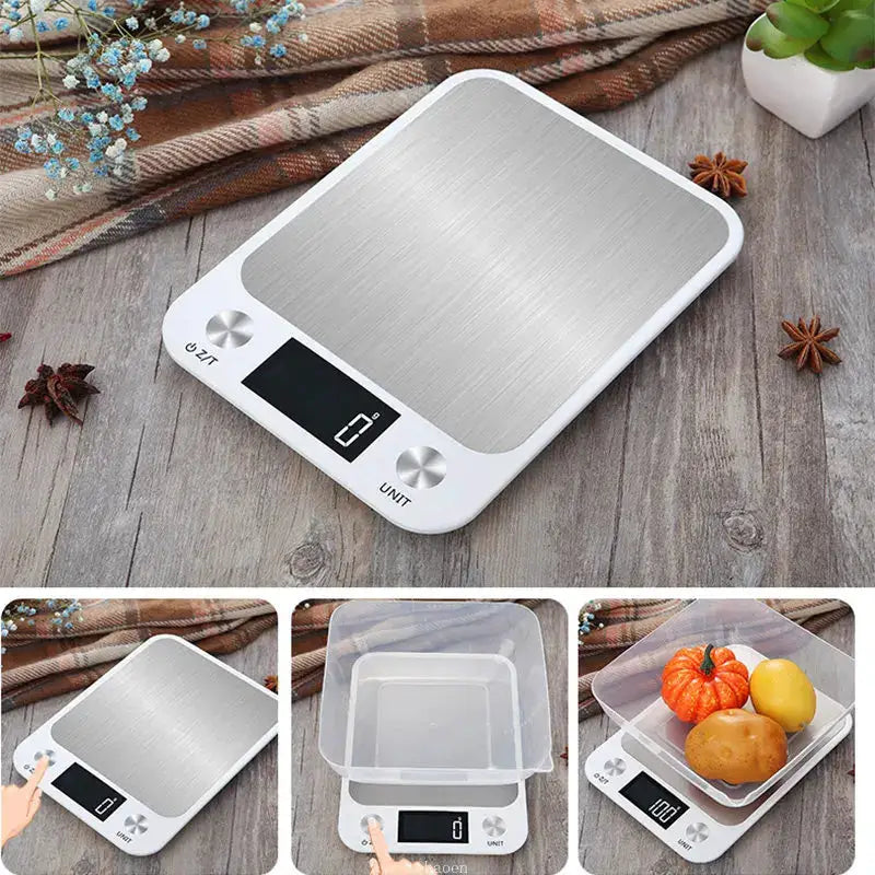 Kitchen Scale 15Kg 1g Weighing For Food Coffee Balance Smart Electronic Digital Scale Stainless Steel
