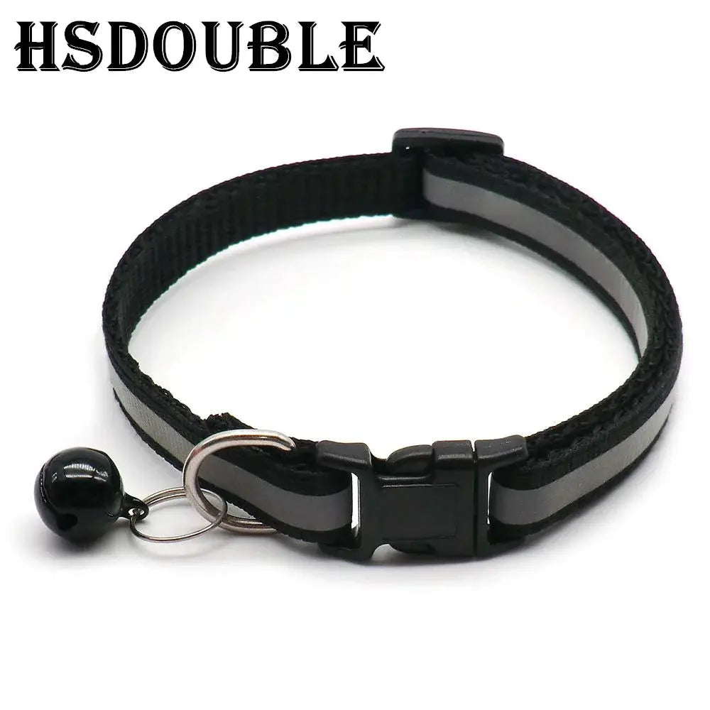 2 Pack Reflective Adjustable Cat And Small Dog Collars With Sash Bells In 12 Colors For Night Visibility