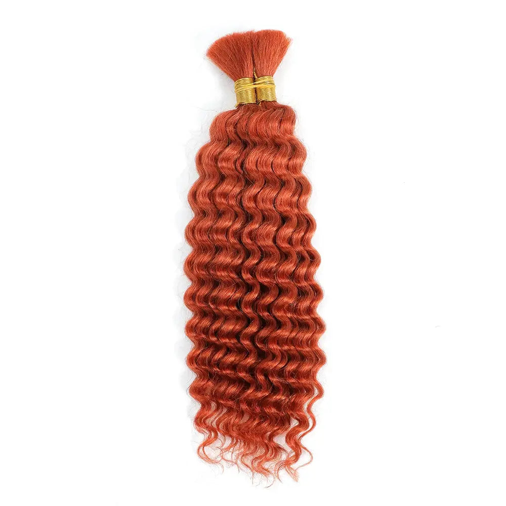 Simples Market deep wave human braiding hair bundle, red-orange, 100g, no weft.
