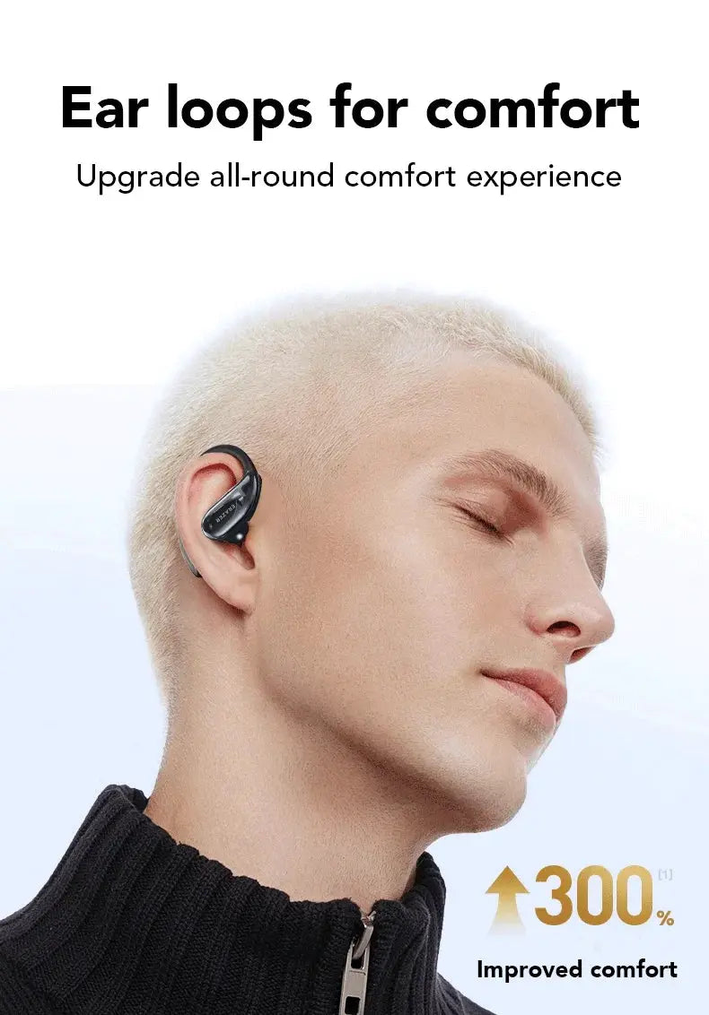 ERAZER XT80pro TWS AI Bluetooth earphones with earhooks, black wireless headset worn in the ear