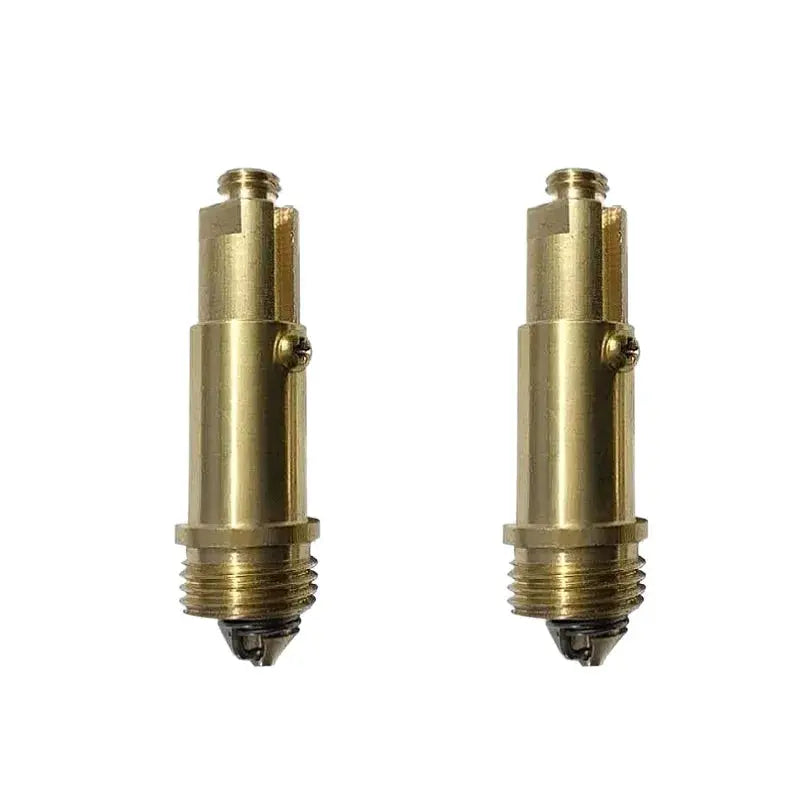 Two brass spring pop-up basin waste valves by Simples Market.