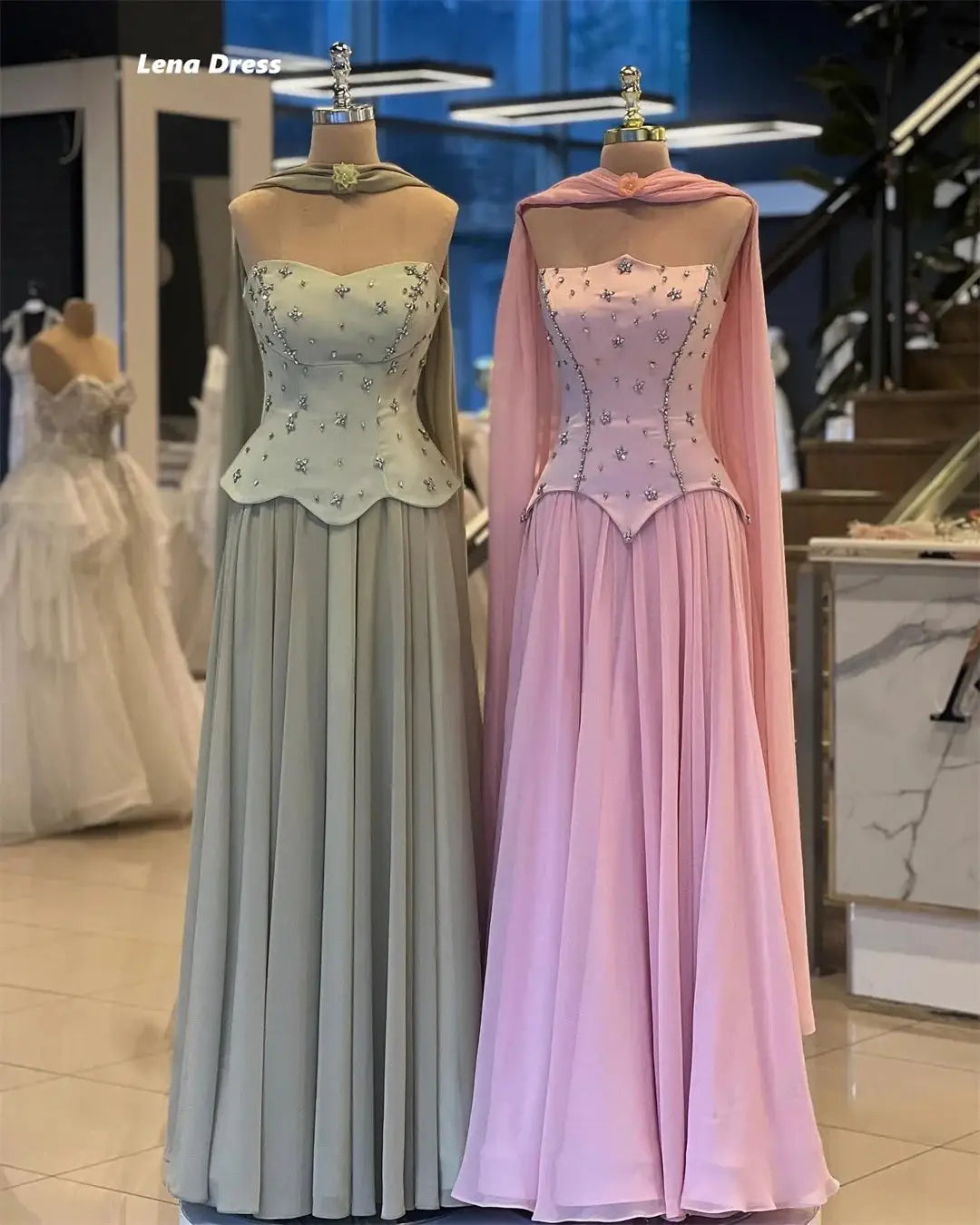 Lena Off Shoulder Prom Dress Satin A Line Ball Gown Custom Made