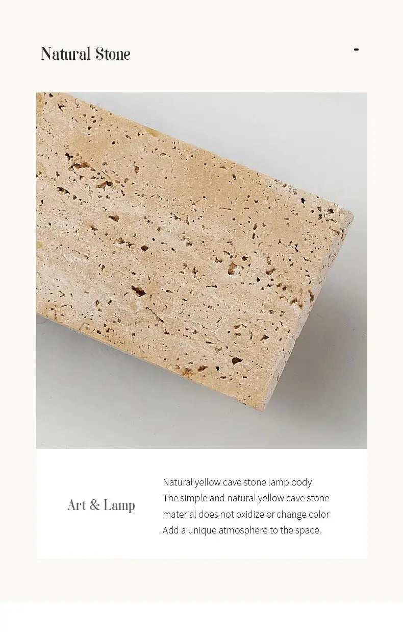 Wall lamp made from natural yellow cave stone, Simples Market outdoor LED lighting
