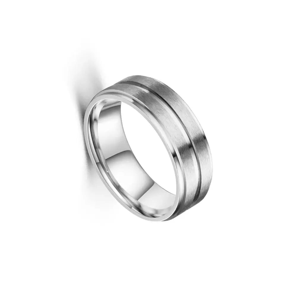8mm Stainless Steel Black Matte Groove Ring Wholesale For Men Wedding Engagement Party Gift Anniversary Jewelry
