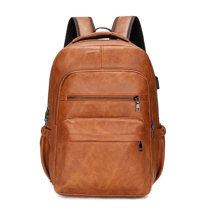 Professional USB Charging PU Leather Backpack - Simples Market