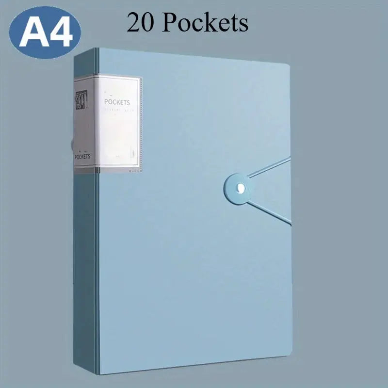 Simples Market A4 binder with 20 pockets, light blue document organizer for designers, architects, and students