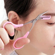 GleamLine Stainless Steel Eyebrow Trimming Scissors With Comb For Safe Precise Grooming And Perfect Brows