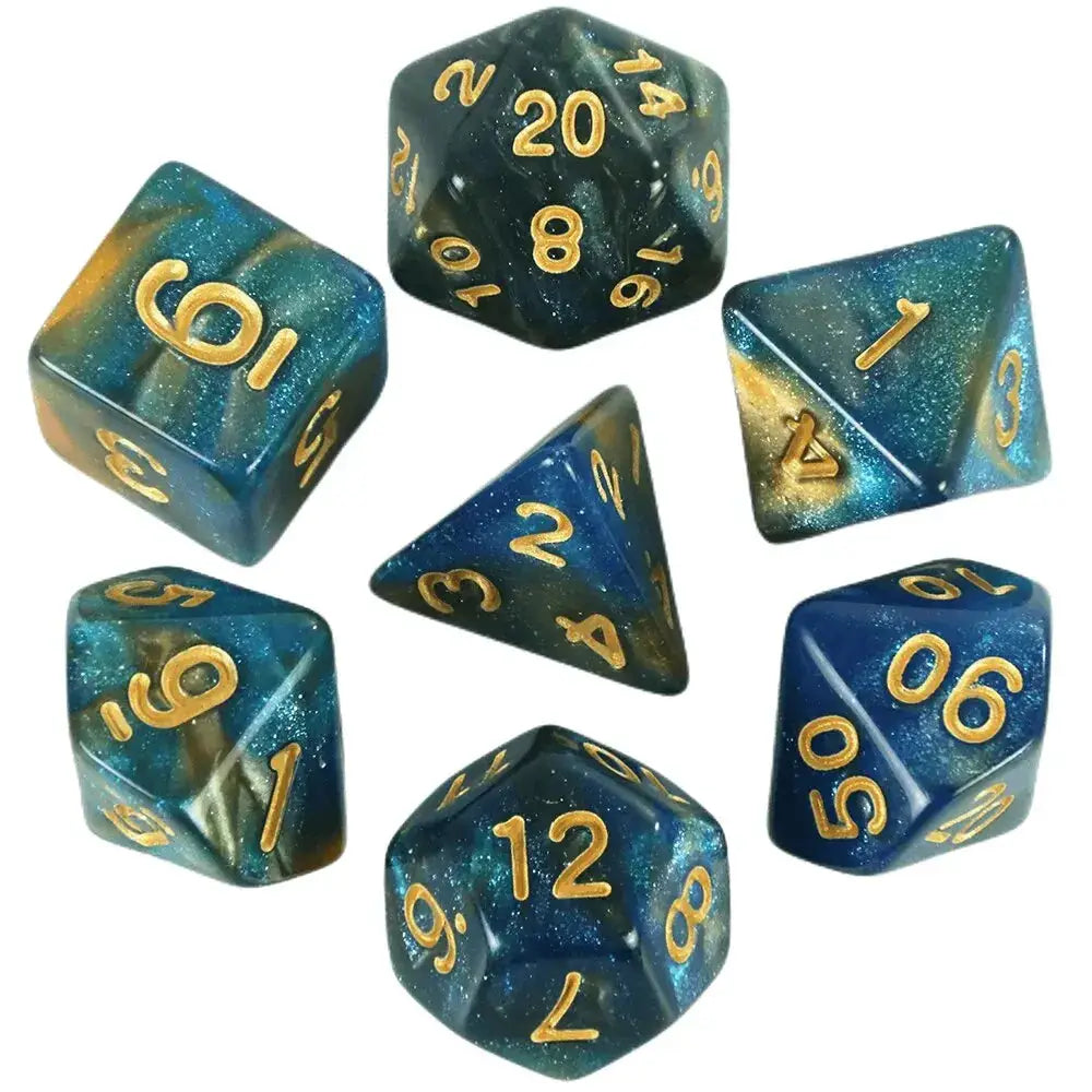 Galaxy Theme Polyhedral Dice Set For DnD With Cosmic Colorful Universe Effect Ideal For Adventurers