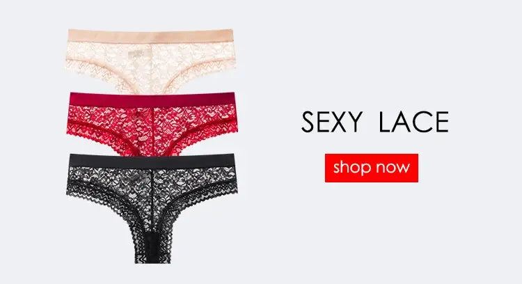 BANNIROU 3Pcs women's lace T-back thong panties in beige, red, and black