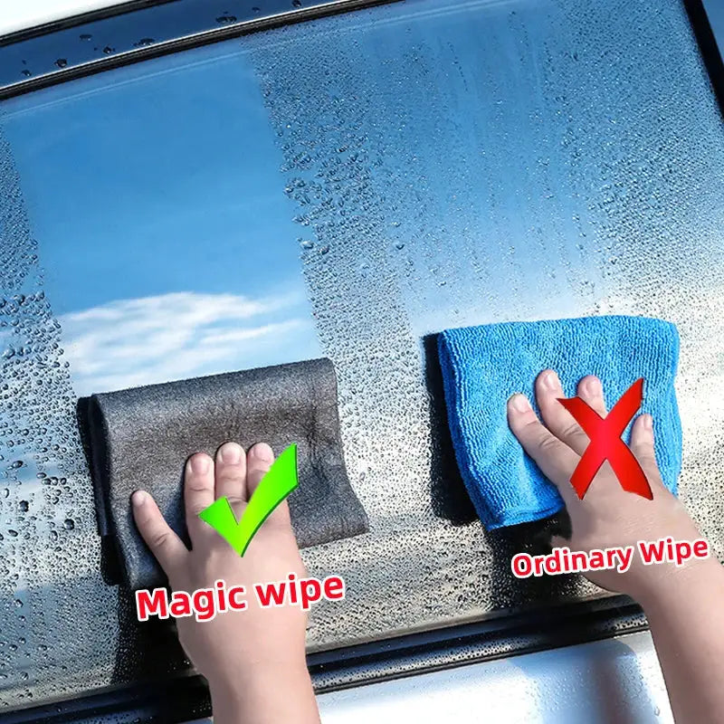 Simples Market thicker magic cleaning microfiber cloths, two reusable blue and gray glass/window rags