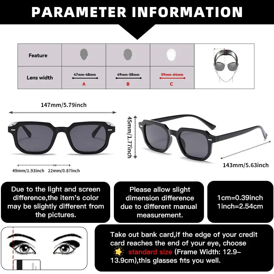 Simples Market 1pc men's fashion sunglasses with square black frame and dark lenses