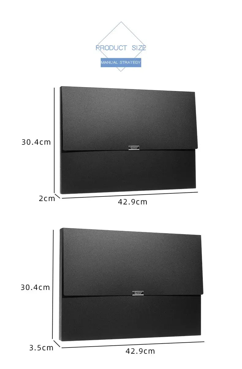 Two black A3 document file boxes by Simples Market; foldable buckle, thick waterproof plastic, large capacity.