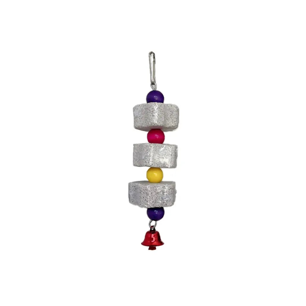 Simples Market 1PC volcanic rock teeth-grinding bird toy for parrots & hamsters, hanging with gray rocks and beads