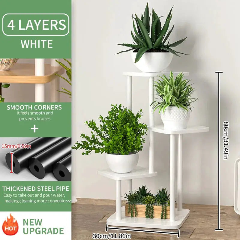 Wooden Plant Stand With Four Five Or Six Tier Flower Shelf Indoor Display Rack For Potted Plants