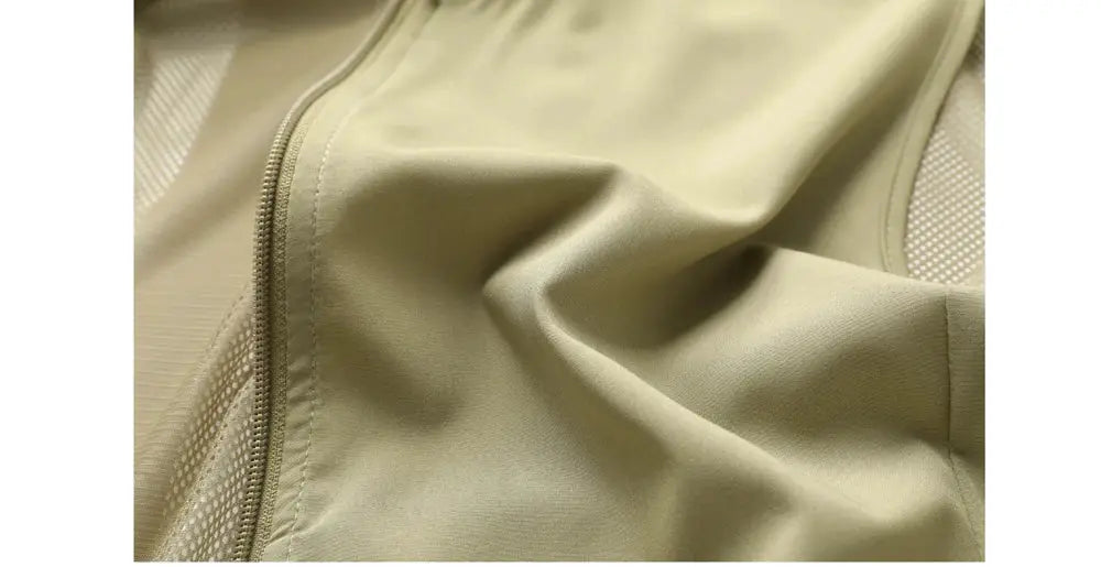 Simples Market men's summer mesh breathable vest in beige with zipper