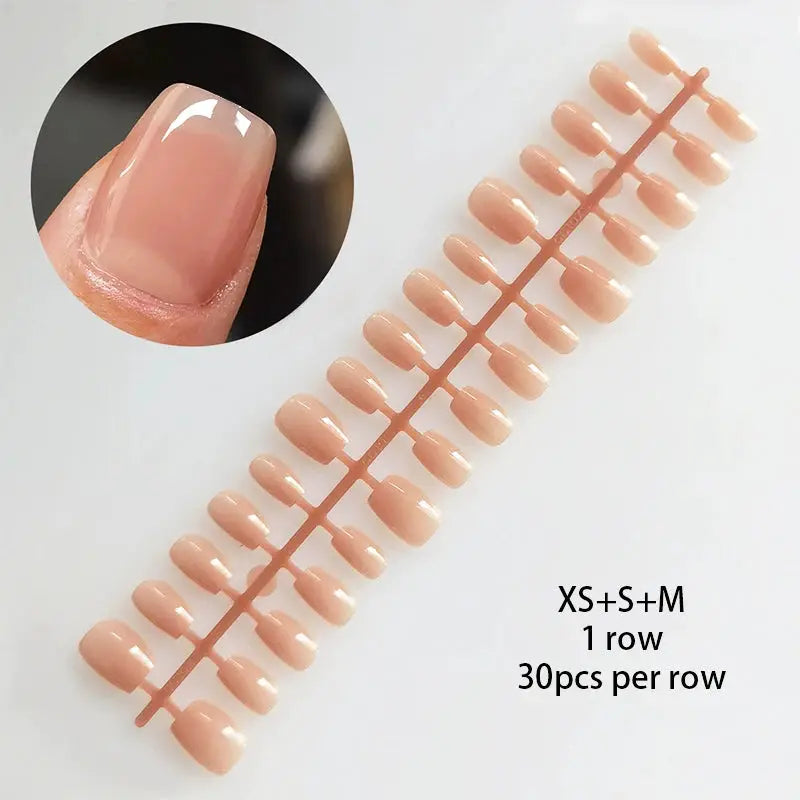 GlamNail Matte Nude Press On Nails Full Cover Easy Quick Extension 30 Piece Set For At Home Manicure