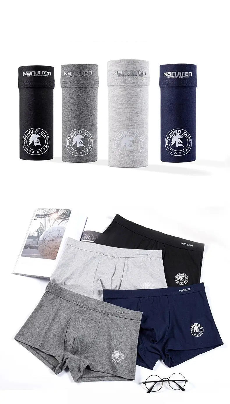 Simples Market men's plus-size cotton boxer shorts 4-pack in black, gray, light gray, navy