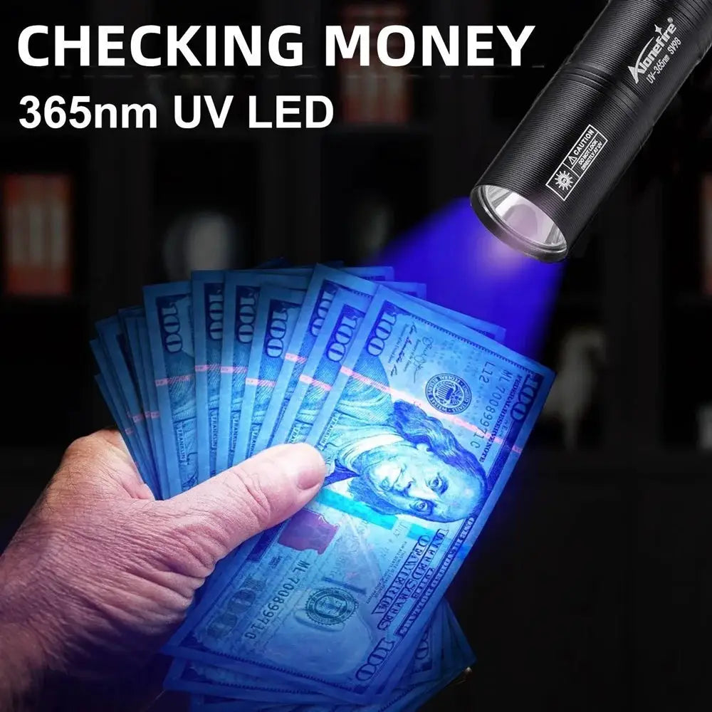 365nm UV Flashlight USB Rechargeable Palm Torch For Pet Stain Detection Currency Verification Nail Curing