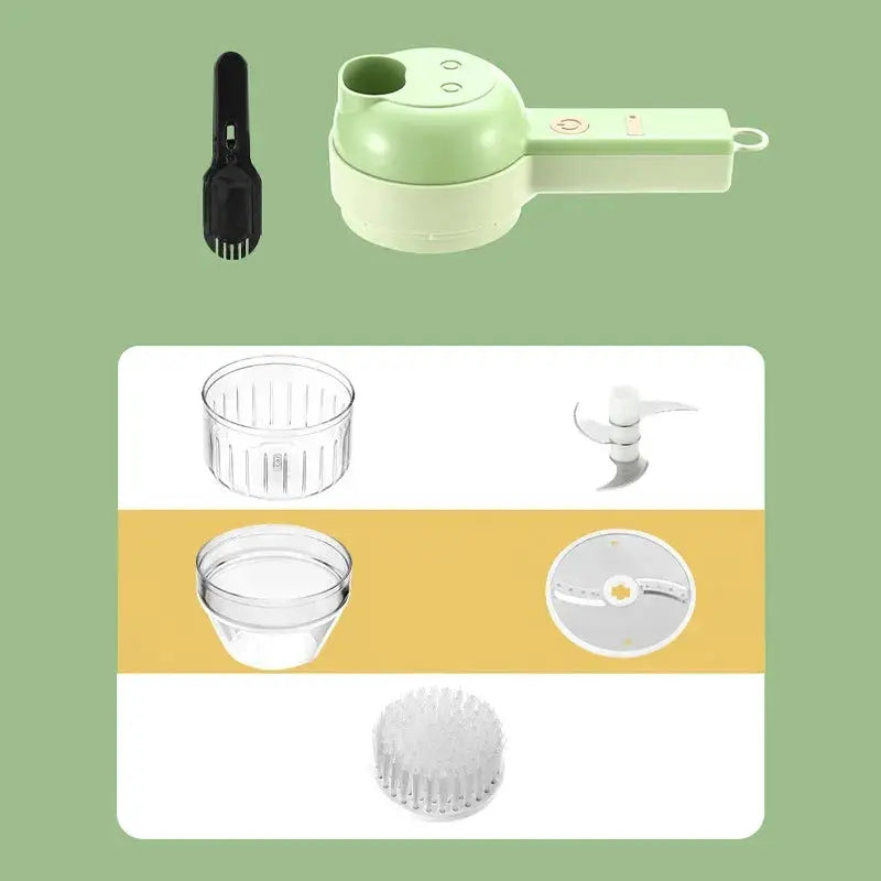 4 In 1 Electric Vegetable Cutter Set Handheld Wireless Garlic Masher Chopper Meat Grinder Food Peel Slice