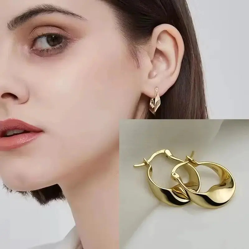 925 Sterling Silver Star Hoop Earrings For Women And Girls Trendy Original Hip Hop Style Jewelry Gift