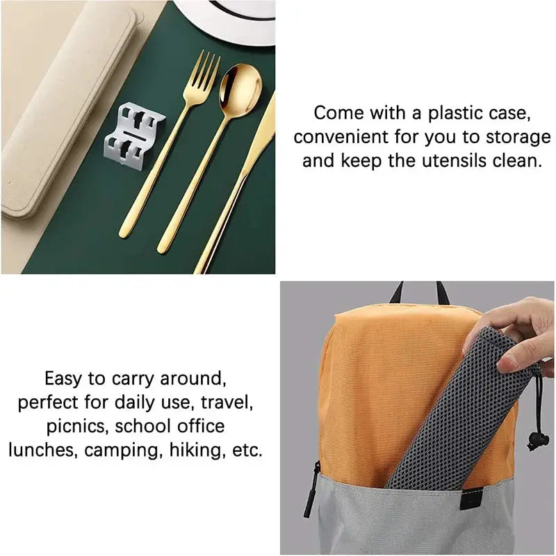 Equi 304 Stainless Steel Tableware Set Durable Rust Resistant Portable Cutlery With Ergonomic Handles And Box