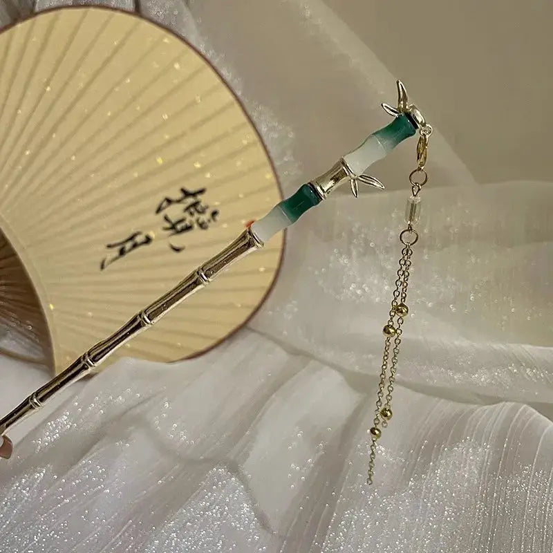 Elegant Chinese Style Romantic Enameled Flower Tassel Hair Clip Alloy Jewelry Hairpin For Women Fashion Accessory