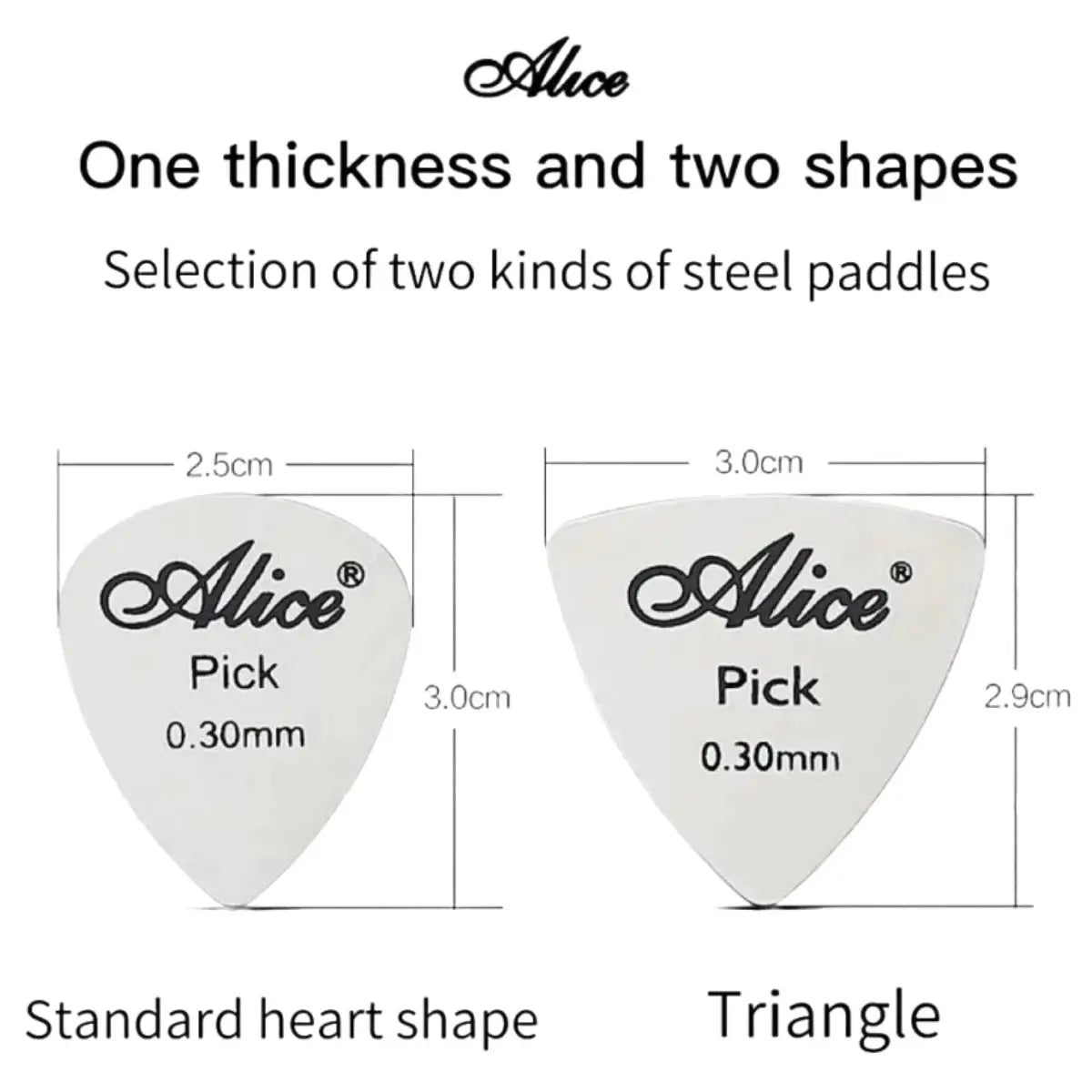 Alice 10Pcs 0.3mm Metal Guitar Picks Set Durable Silver For Guitar Bass Ukulele Professional