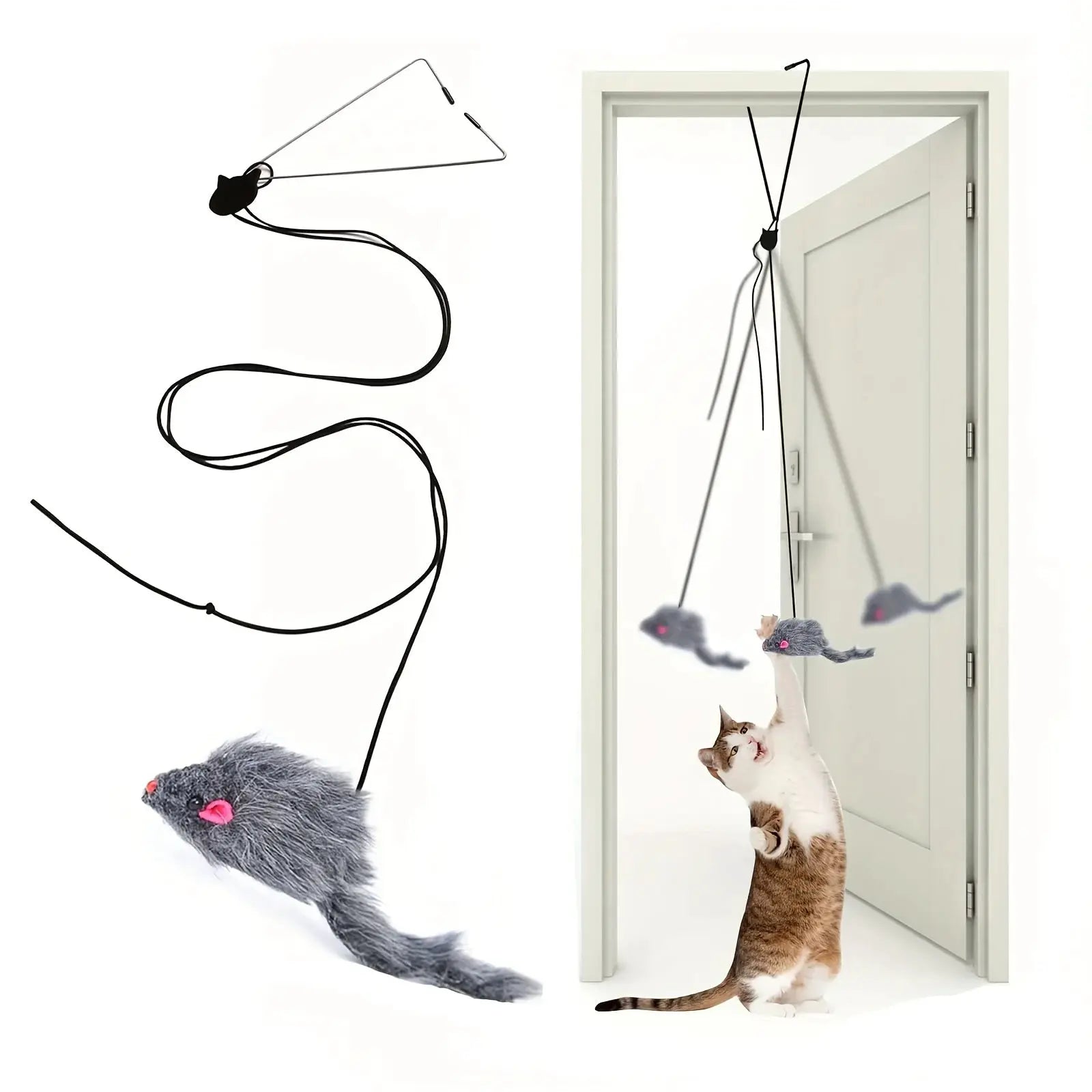 Door Hanging Cat Toy Stress Relief For Living Room Interactive Kitten Toy Easy Install