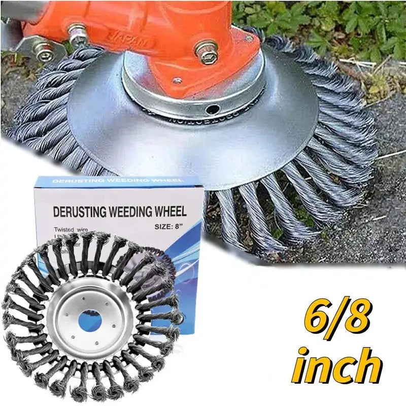 Universal Upgrade 6 To 8 Inch Weed Brush Cutter Head For Lawn Mower Grass Trimmer Steel Wire Wheel