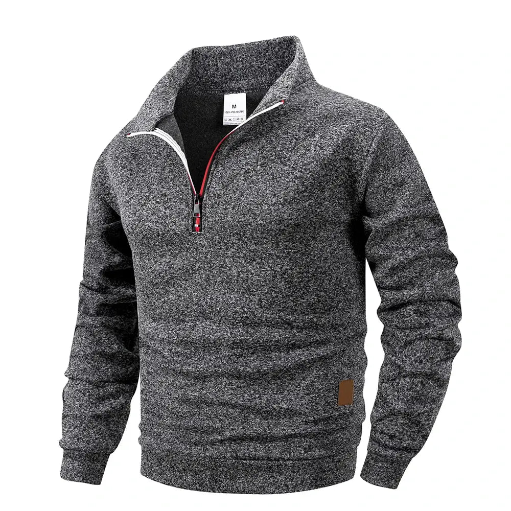 Spring Autumn Mens Standing Collar Half Zip Sportswear Long Sleeve Knitted Pullover Sweatshirt For Daily Casual Wear