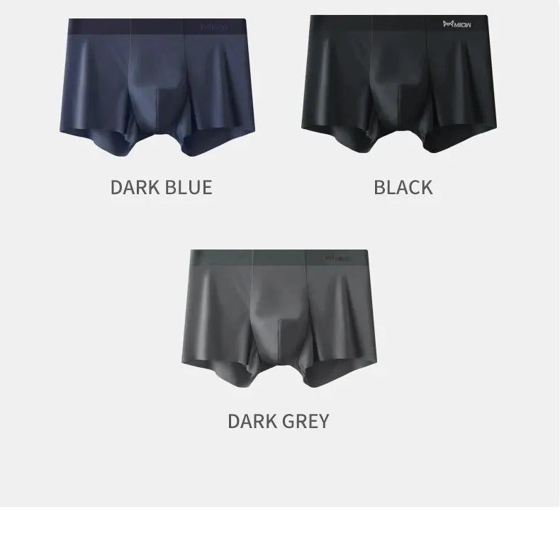 MIIOW 3-pack ice-silk antistatic men's boxers in dark blue, black and dark grey