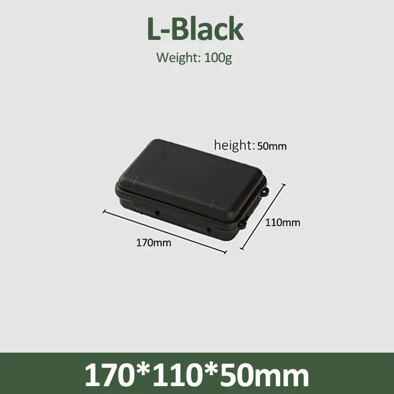 Simples Market survival storage box, black plastic waterproof sealed case, 170x110x50mm, 100g