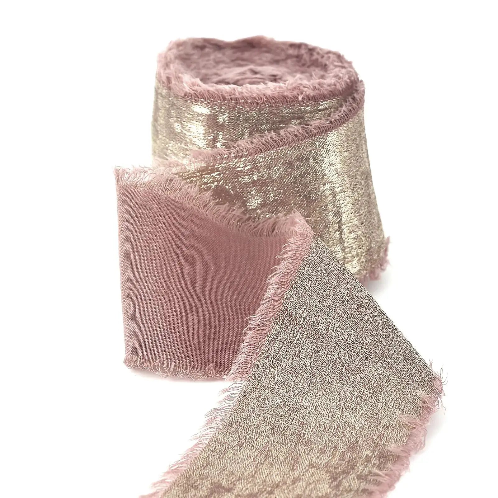 LuxeSilk 5M Silk Ribbon Roll Handmade Ripped Ribbon For Wedding Bouquets Gift Boxes And Decor