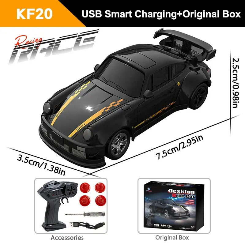 KF20 One Sixty Fourth Scale High Speed Drift RC Car 4WD With 2 Ghz Remote Control For Desktop Racing GTR Model Toy Gift