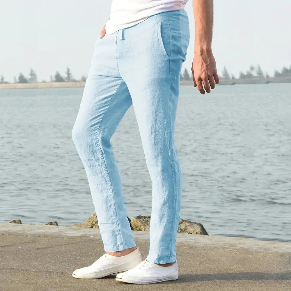 Men's Cotton Linen Pants Breathable Solid Color Trousers for Autumn Streetwear Fitness and Casual S to 3XL
