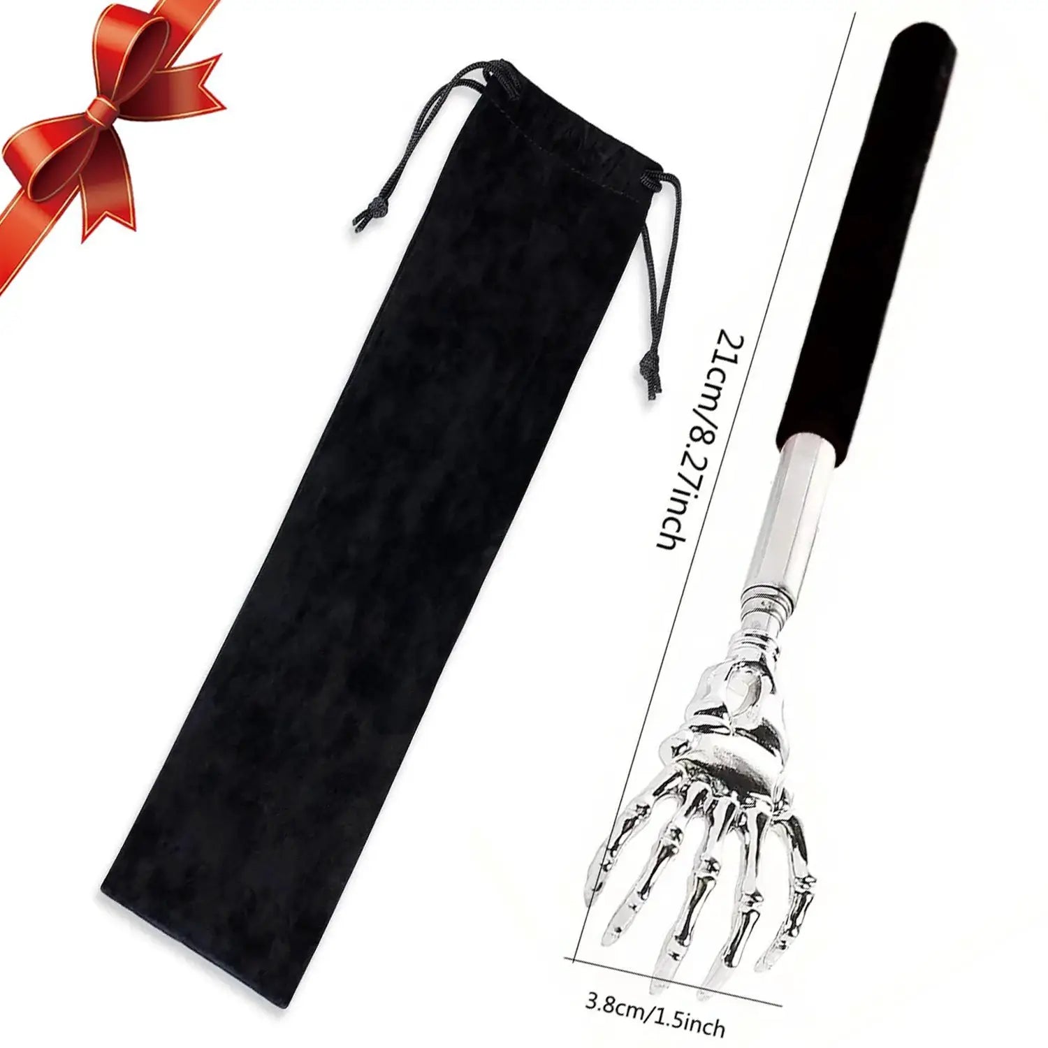 Portable Extendable Back Scratcher Stainless Steel Telescoping Massager For Humans And Pets With Rubber Grip