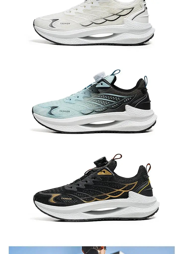 Simples Market men's breathable mesh running shoes in white, blue-gray, and black (3 color variants)