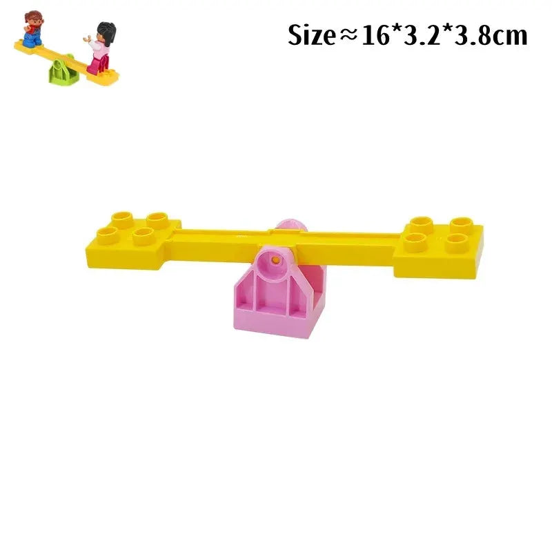 Big Building Blocks Duplo Compatible Large Brick Ferris Wheel Seesaw Slide Swing Educational Toy For Kids