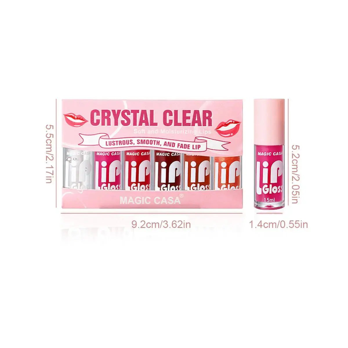 Magic Casa Six Piece Hydrating Jelly Lip Oil Set Long Lasting Moisturizing Shine