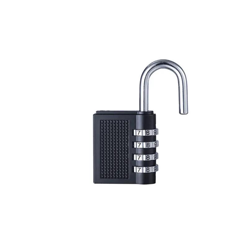 4-digit zinc alloy combination padlock, black weatherproof lock with an open shackle, ideal for luggage security