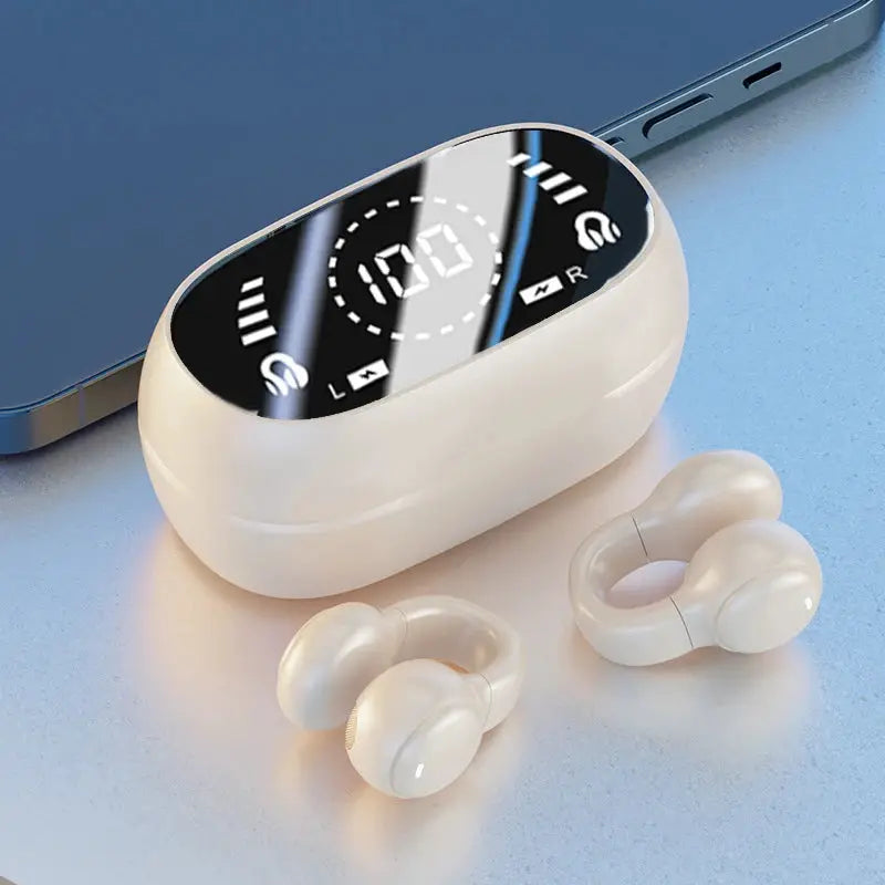PulseTech Wireless Bluetooth Earphones With Mic Noise Canceling Clip On Earbuds For Sports And Gaming