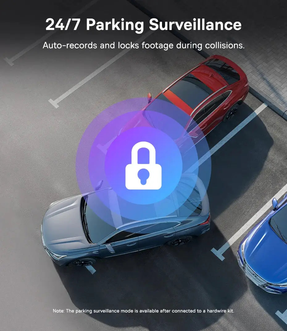 Baseus 3K dash cam VD1 with front and rear cameras, built-in GPS, 24/7 parking surveillance