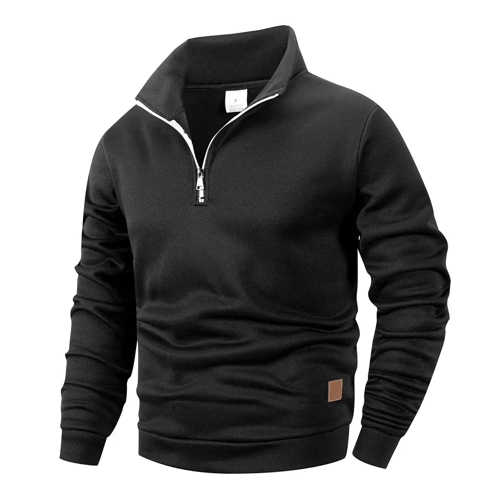 Spring Autumn Mens Standing Collar Half Zip Sportswear Long Sleeve Knitted Pullover Sweatshirt For Daily Casual Wear