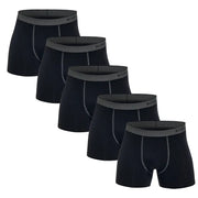 5-pack men's navy cotton boxer briefs with grey waistband by Simples Market