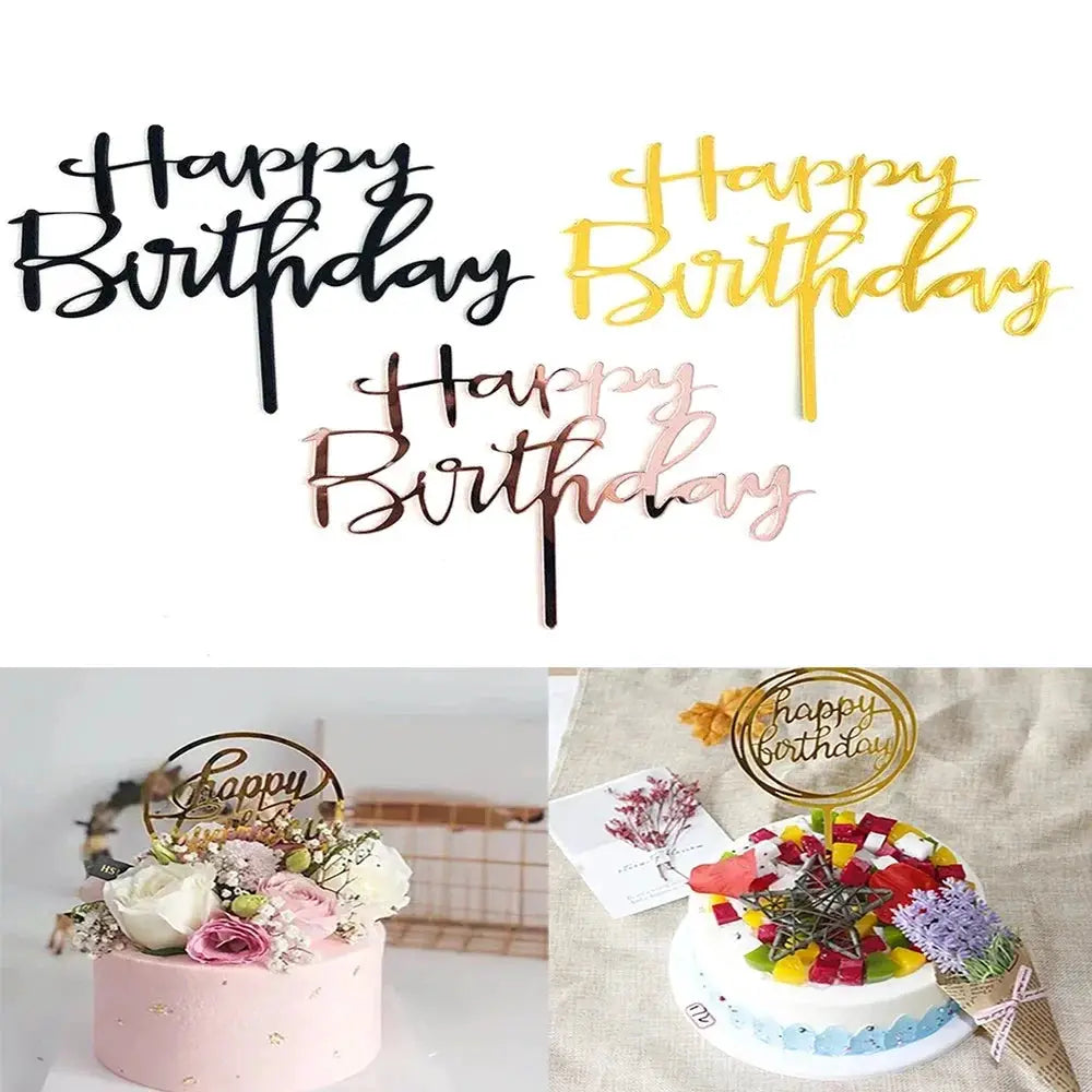 Ten Piece Set Multi Style Acrylic Happy Birthday Cake Toppers For Dessert Decoration
