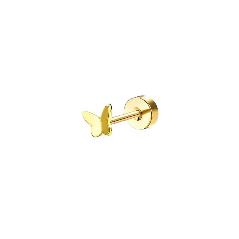 Bobisty 1pc Surgical Stainless Steel Earrings Dainty Flat Back Stud Hoop Cartilage For Sensitive Ears Women