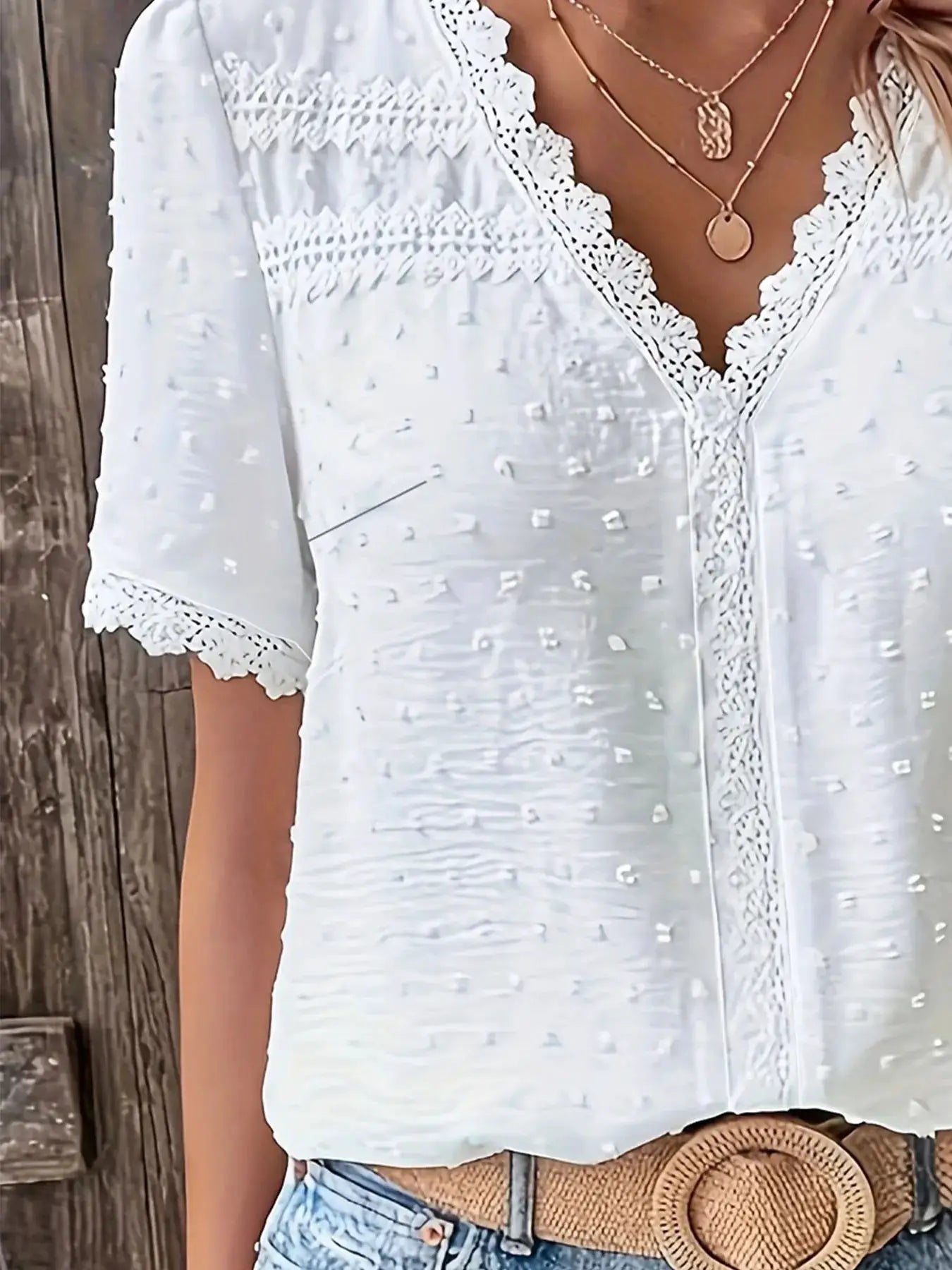 LuxeWear Women Plus Size Loose Fit Shirt Breathable Polyester Tatting Weave For All Day Comfort