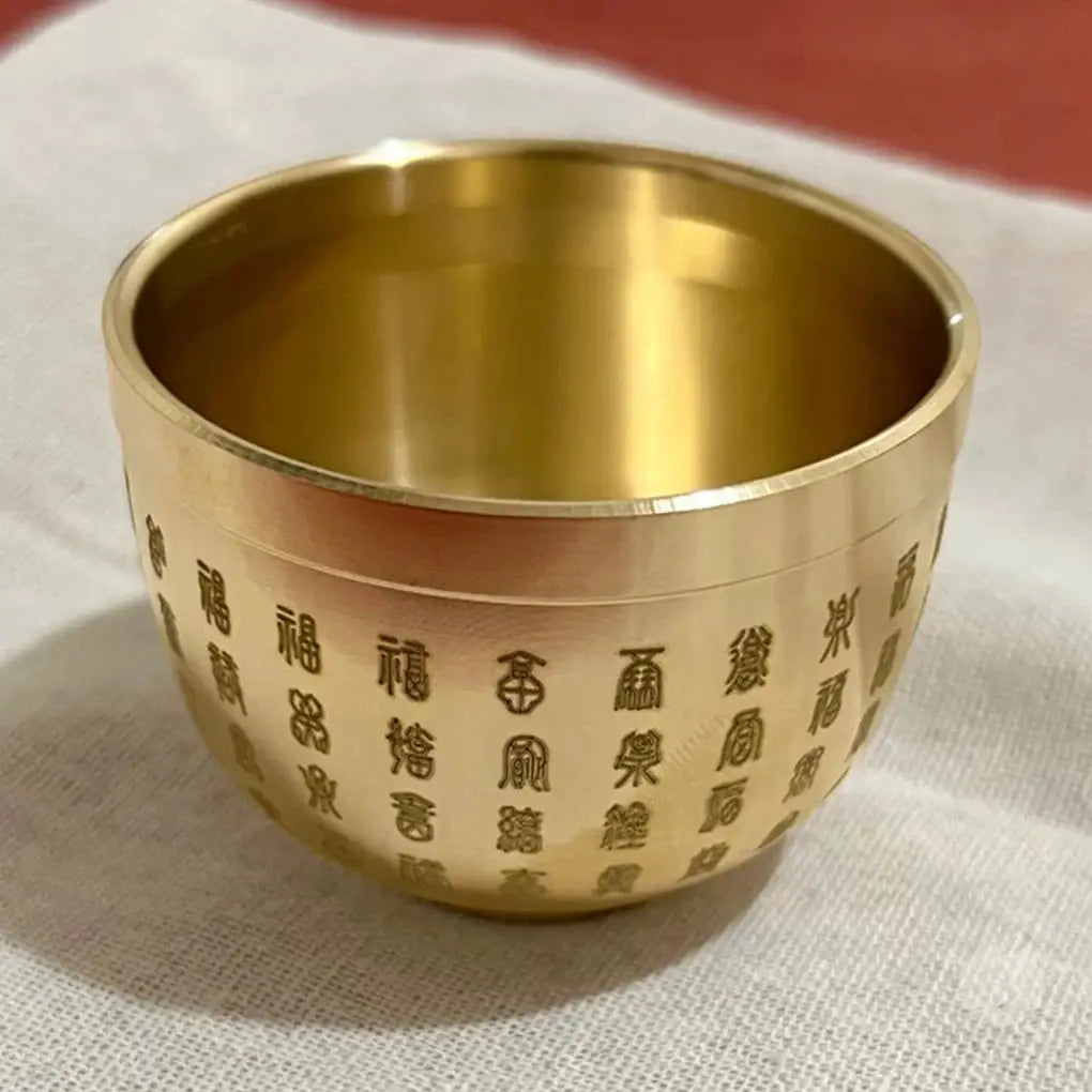Gold Feng Shui Hundred Blessings Bowl Copper Exquisite Mini 4.5cm And 6cm Sizes Gift