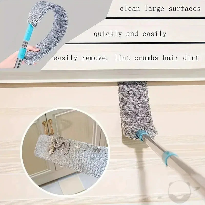 Simples Market telescopic microfiber mop with bendable head on metal pole and blue connectors